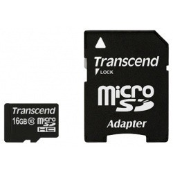 Карта памяти Transcend MicroSD 16Gb (SD adapter) Class 10 TS16GUSDHC10